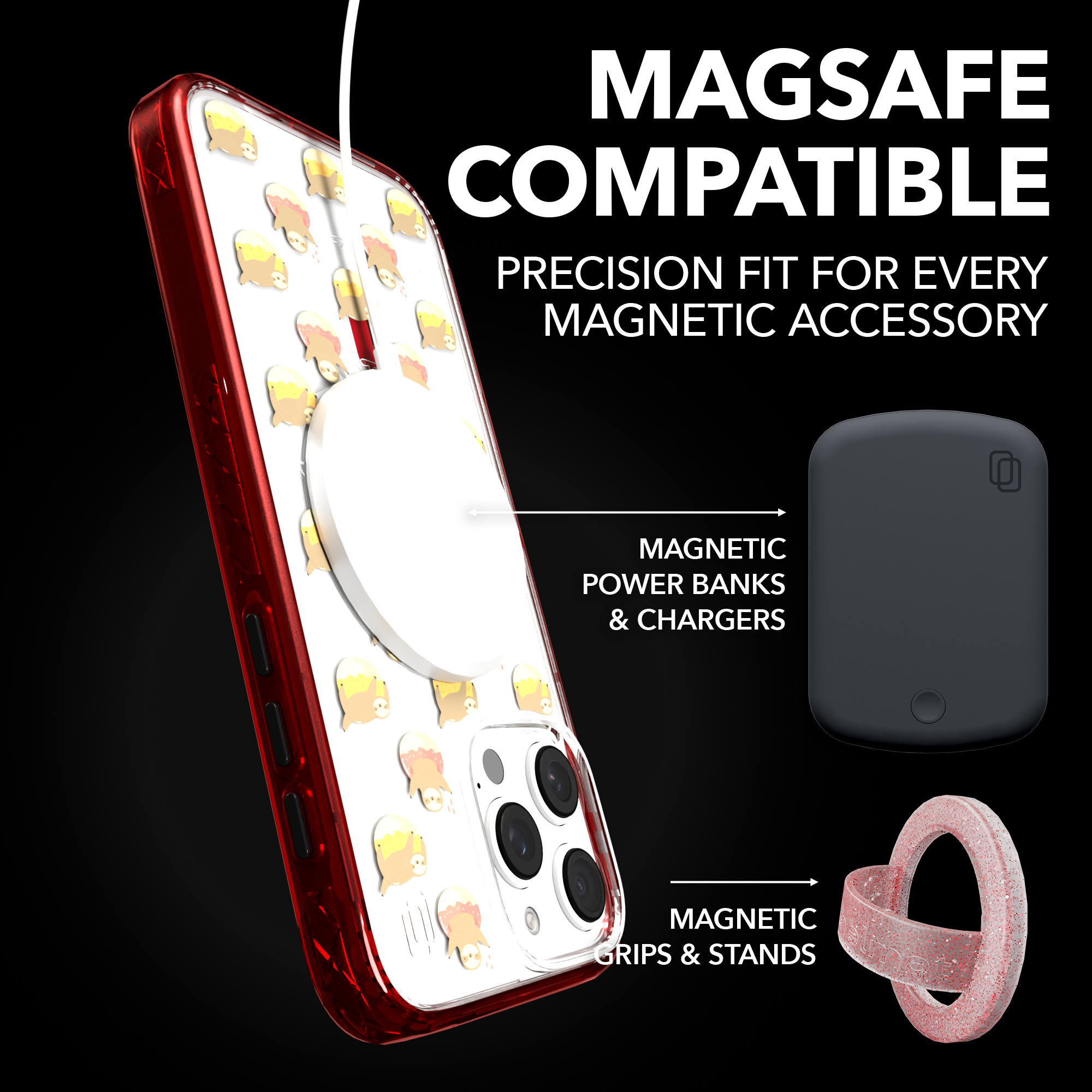 iPhone 16 Series | MagSafe | Sloth Case Collection | Dreamy Sloth Dreamy Sloth / iPhone 16 Pro Max / Red