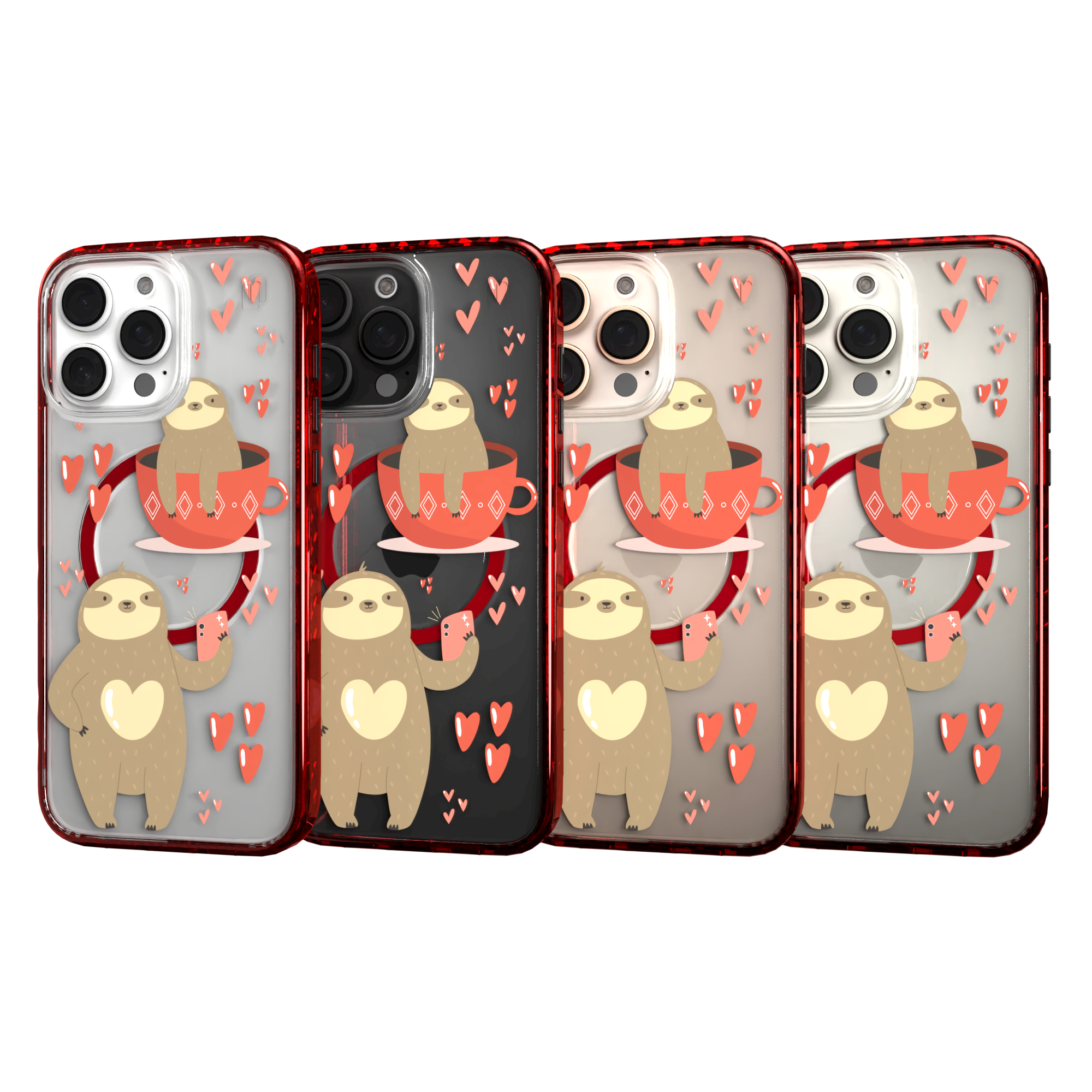 iPhone 16 Series | MagSafe | Sloth Case Collection | Sloths In Love Sloth Haven / iPhone 16 Pro Max / Red