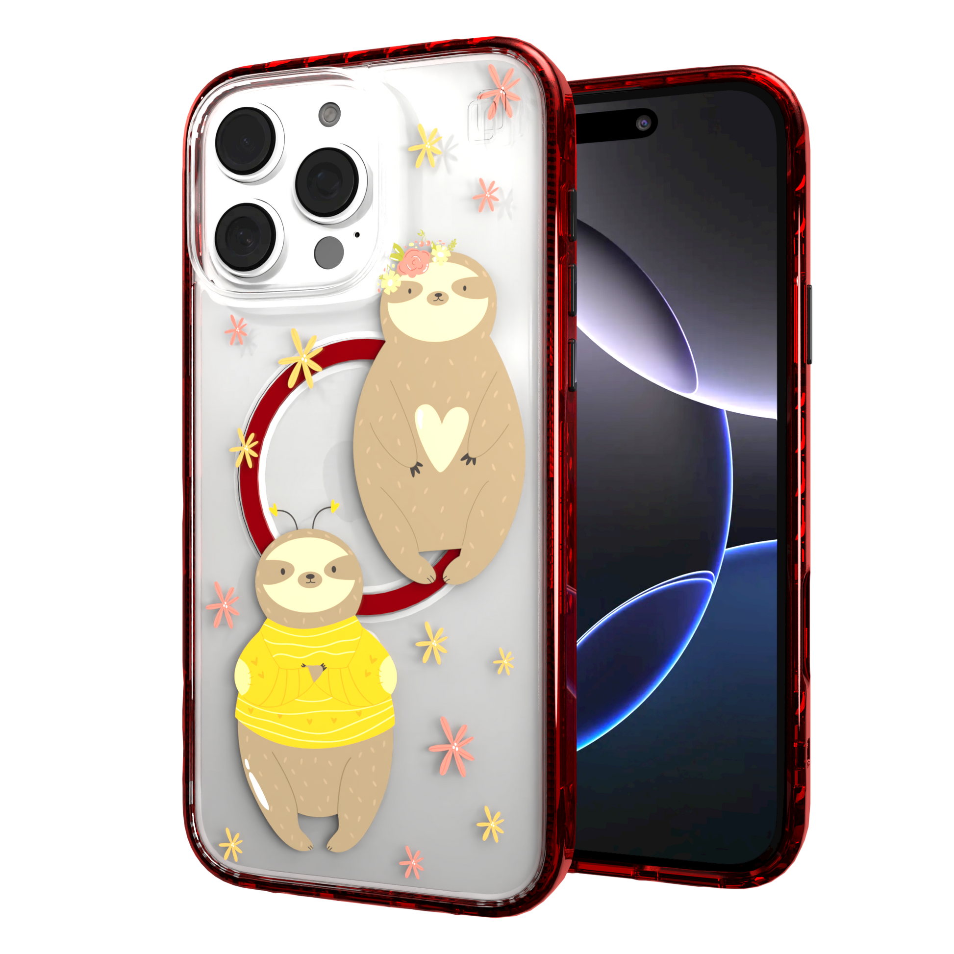 iPhone 16 Series | MagSafe | Sloth Case Collection | Lazy Sloths Lazy Sloth / iPhone 16 Pro Max / Red
