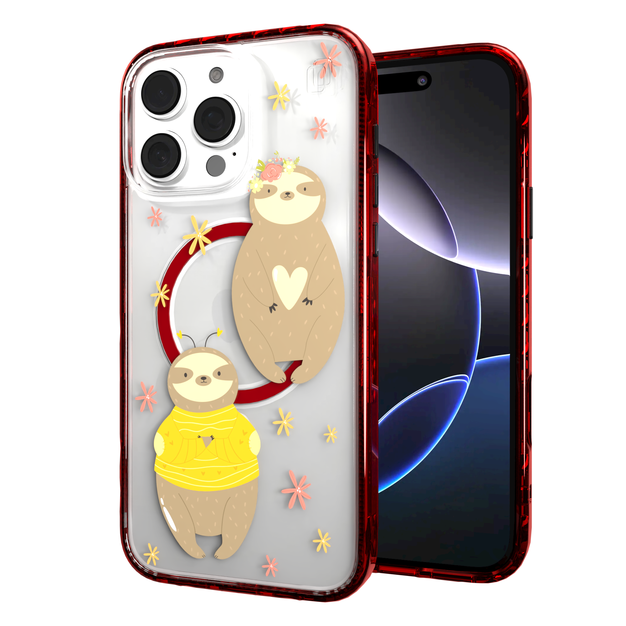 iPhone 16 Series | MagSafe | Sloth Case Collection | Lazy Sloths Lazy Sloth / iPhone 16 Pro Max / Red