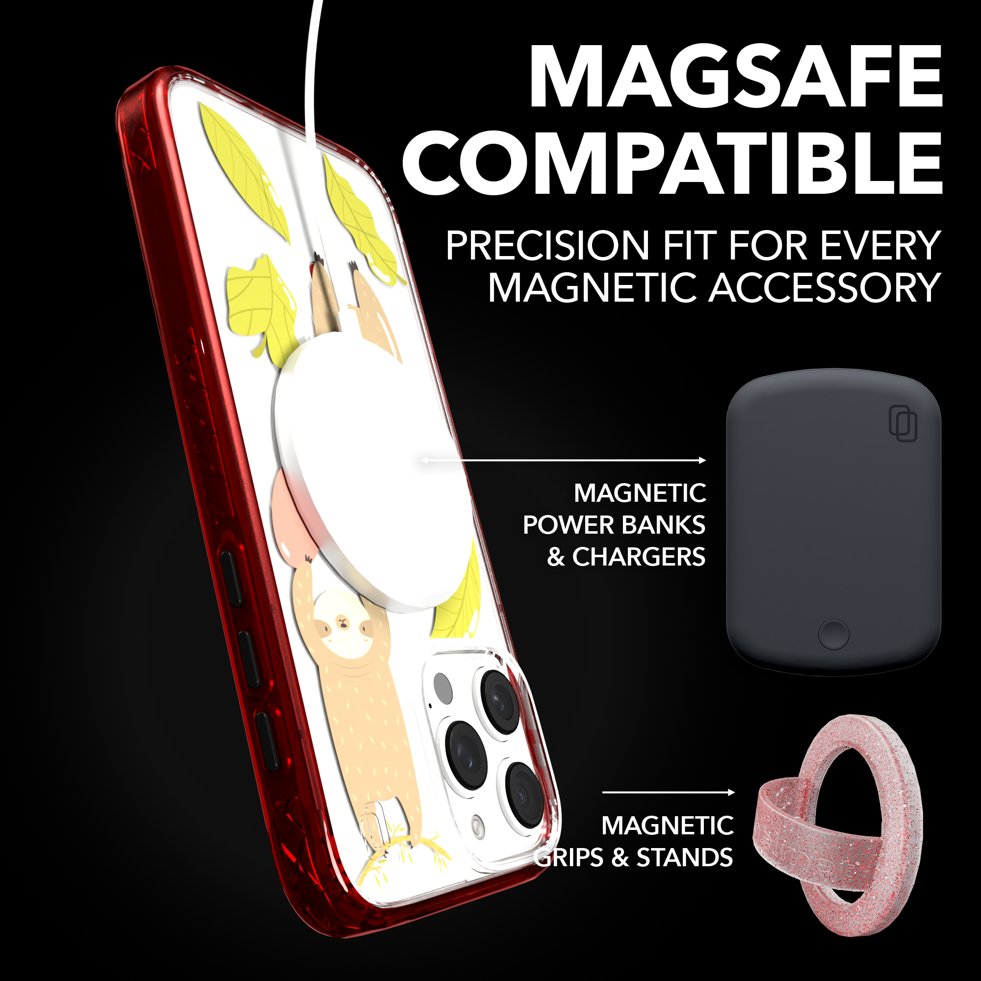 iPhone 16 Series | MagSafe | Sloth Case Collection | Slothy Vibes Slothy Vibes / iPhone 16 Pro Max / Red
