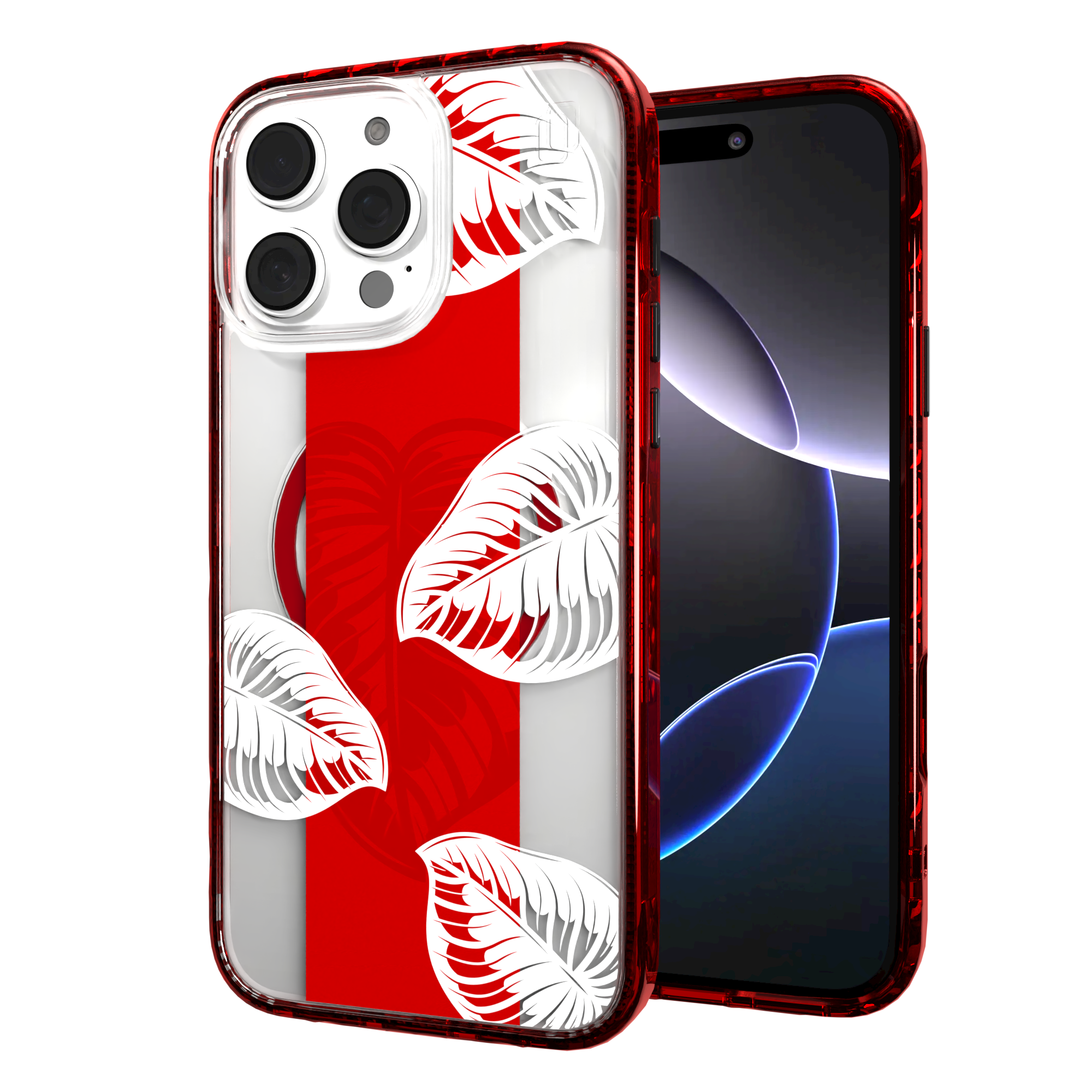 iPhone 16 Series | MagSafe | Summer Vibes Case Collection | Red & White Monstera