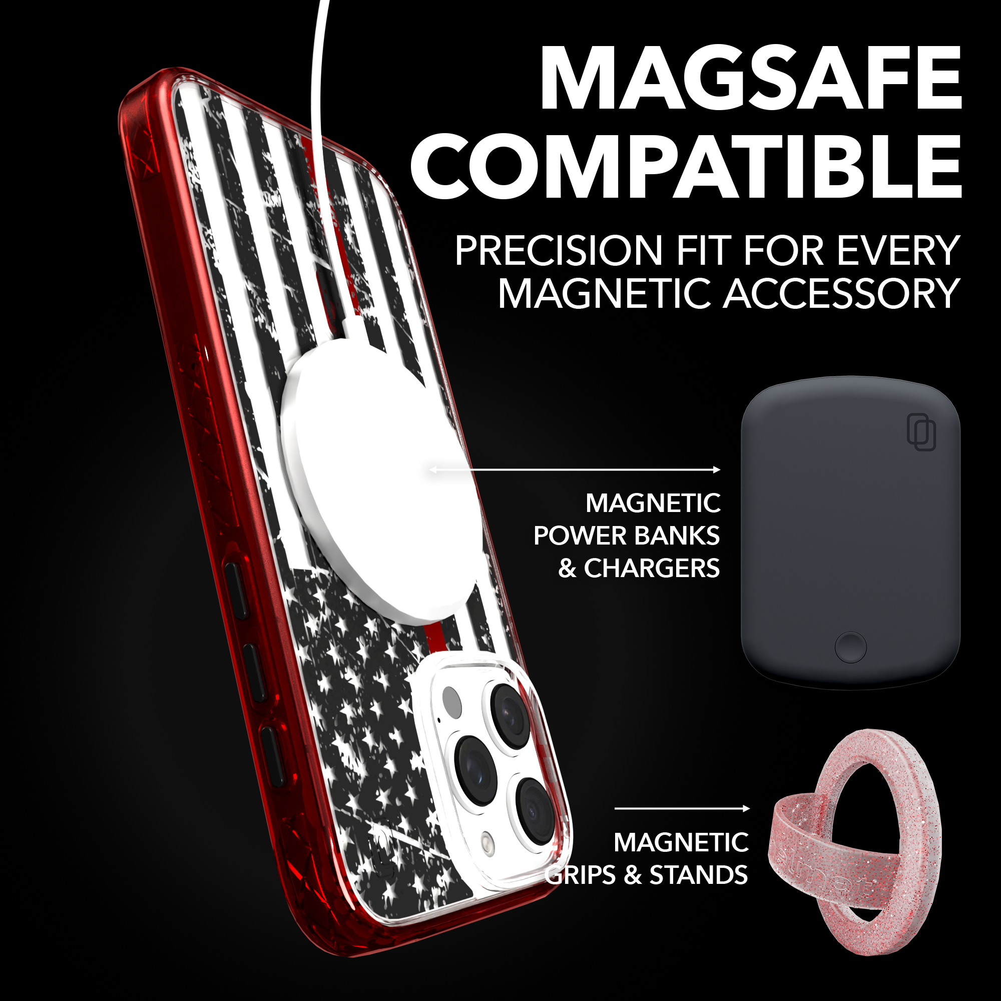 iPhone 16 Series | MagSafe | Red, White & Blue Case Collection | Thin Red Line Red Line / iPhone 16 Pro Max / Red