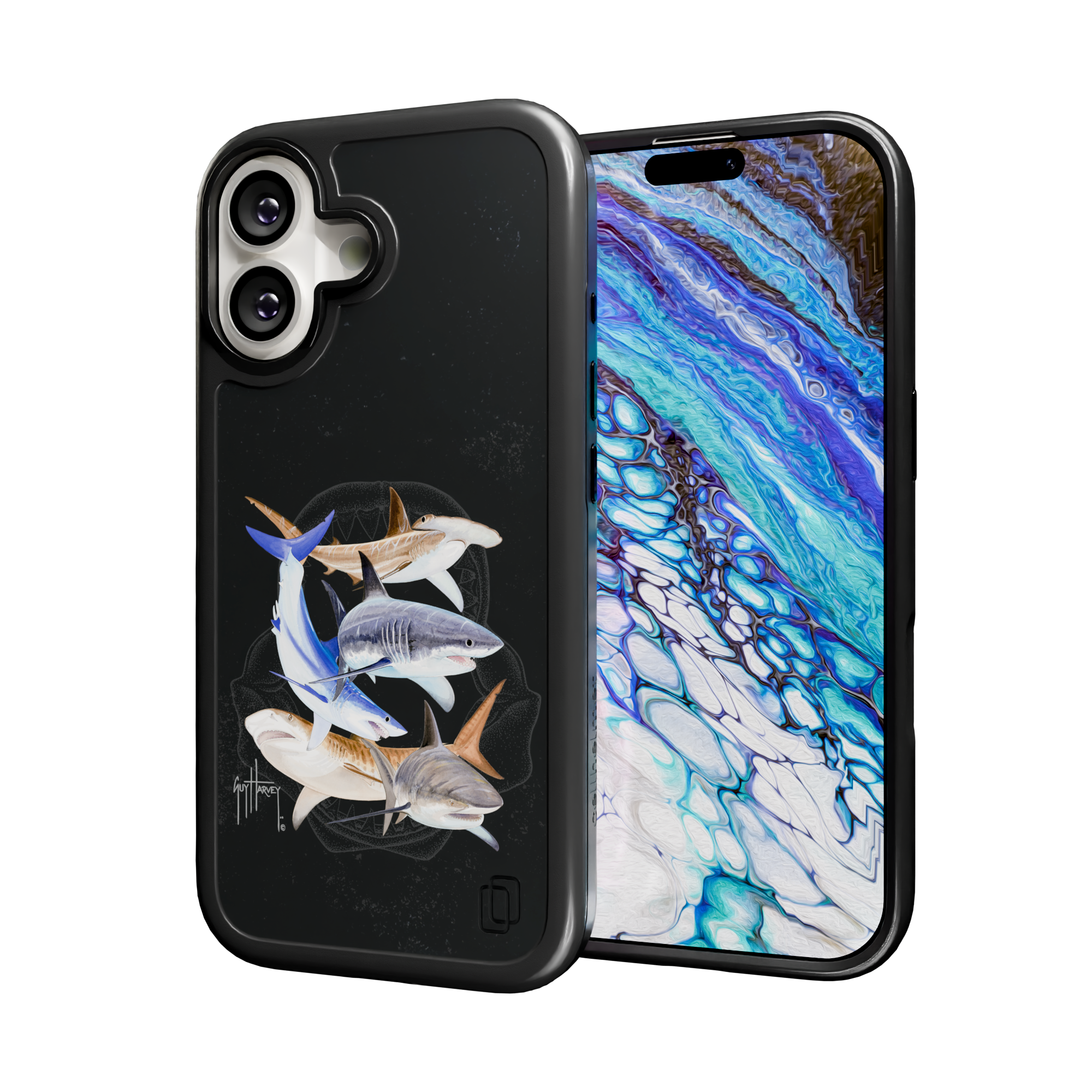 Guy Harvey Collection - Shark Collage for iPhone 17 Series Shark Collage / iPhone 17 / Black