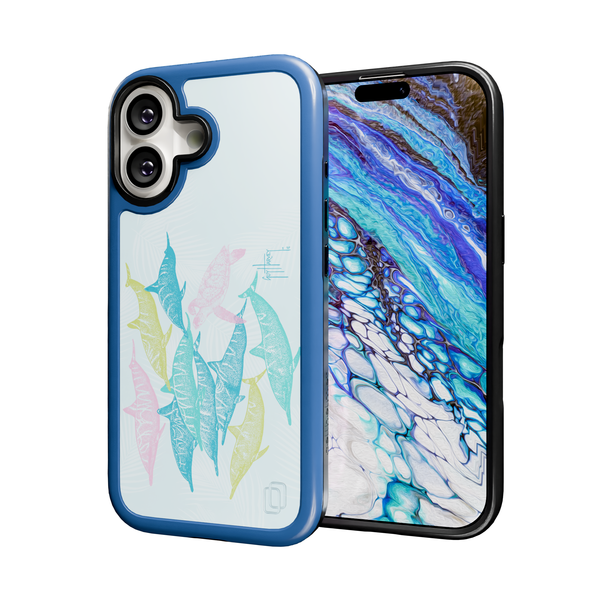 Guy Harvey Collection - Turtle And Dolphins for iPhone 17 Series Turtle and Dolphins / iPhone 17 / Blue