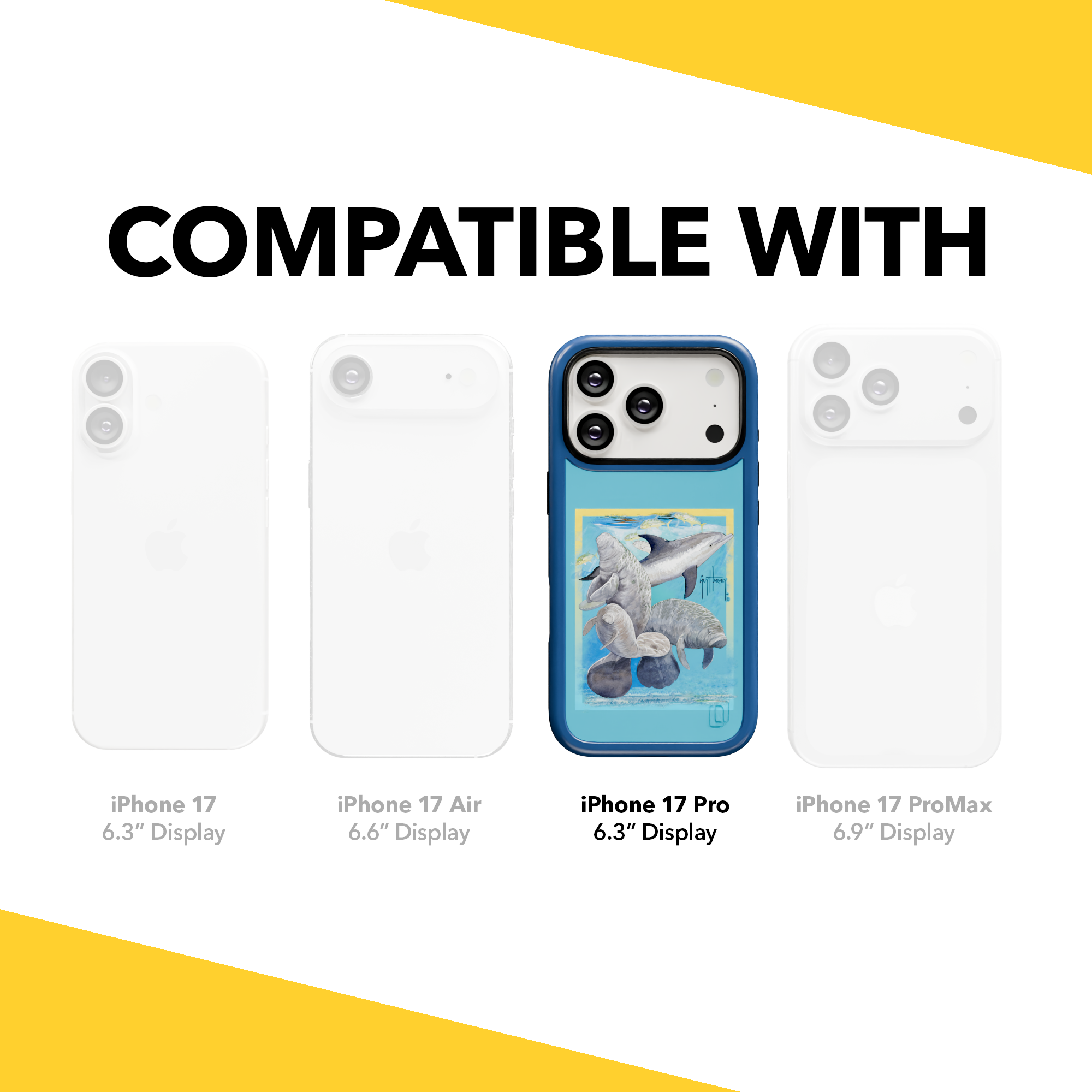 Guy Harvey Collection - Manatee And Dolphin for iPhone 17 Series Manatee and Dolphin / iPhone 17 Pro / Blue