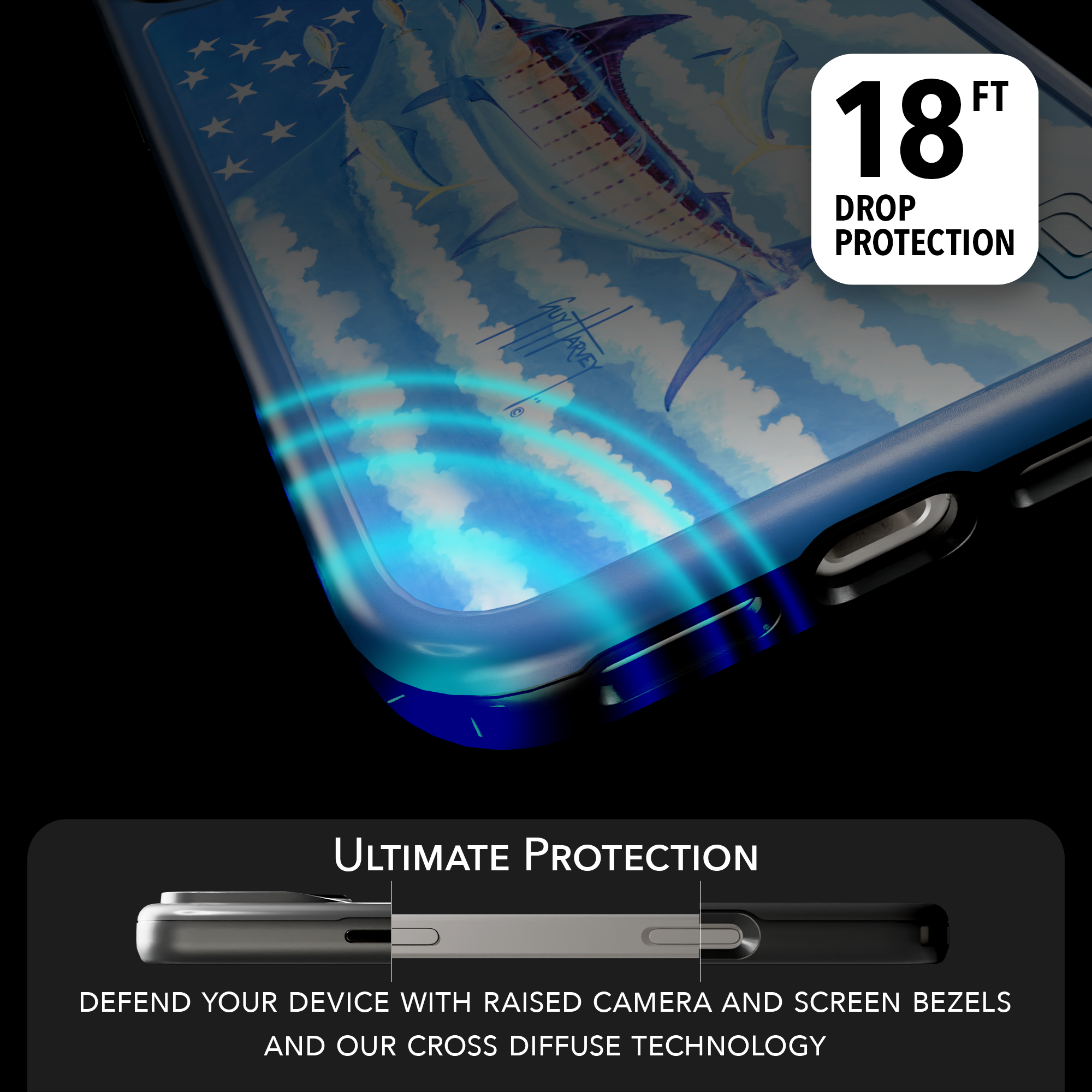 Guy Harvey Collection - Blue Stars and Stripes for iPhone 17 Series Blue Stars and Stripes / iPhone 17 Pro Max / Blue