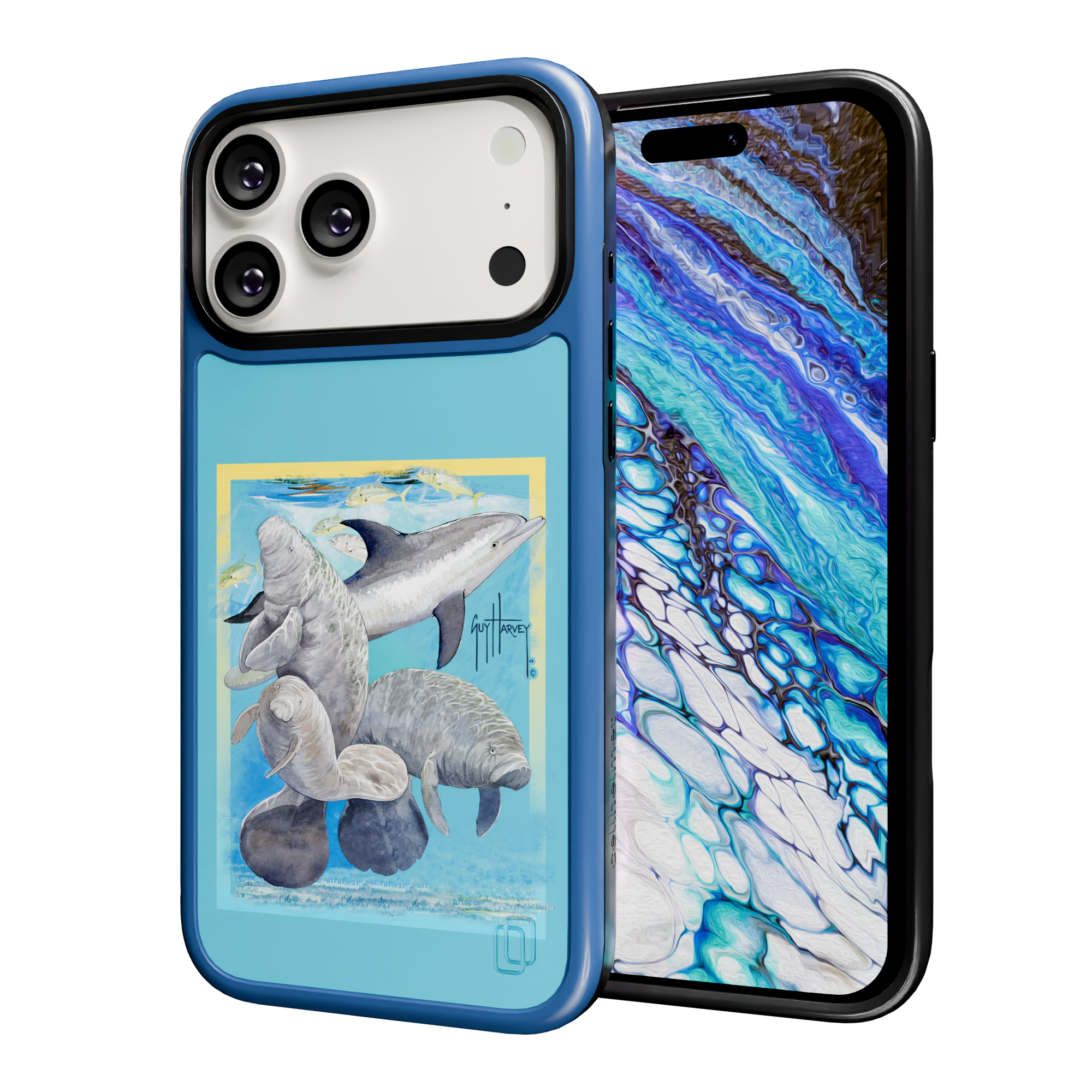 Guy Harvey Collection - Manatee And Dolphin for iPhone 17 Series Manatee and Dolphin / iPhone 17 Pro Max / Blue