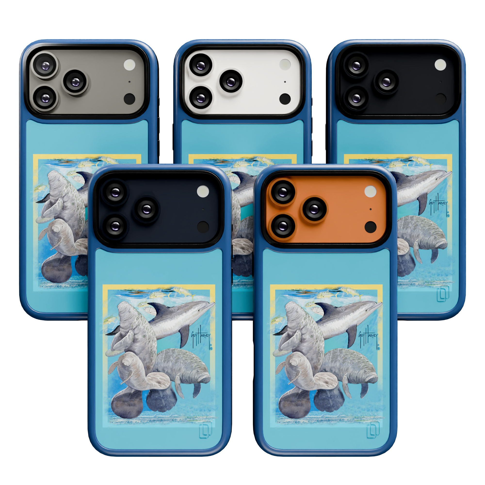 Guy Harvey Collection - Manatee And Dolphin for iPhone 17 Series Manatee and Dolphin / iPhone 17 Pro Max / Blue