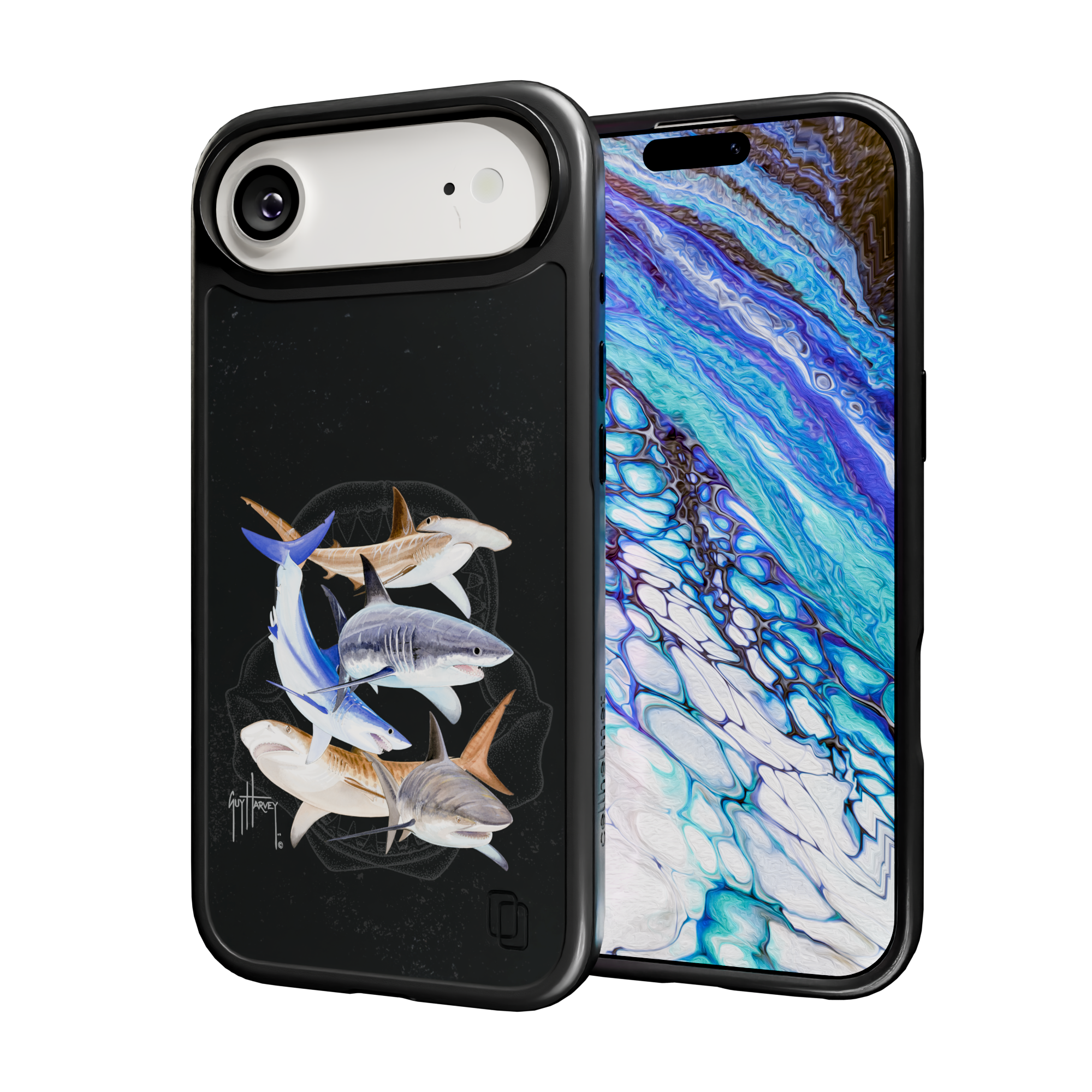 Guy Harvey Collection - Shark Collage for iPhone 17 Series Shark Collage / iPhone Air / Black