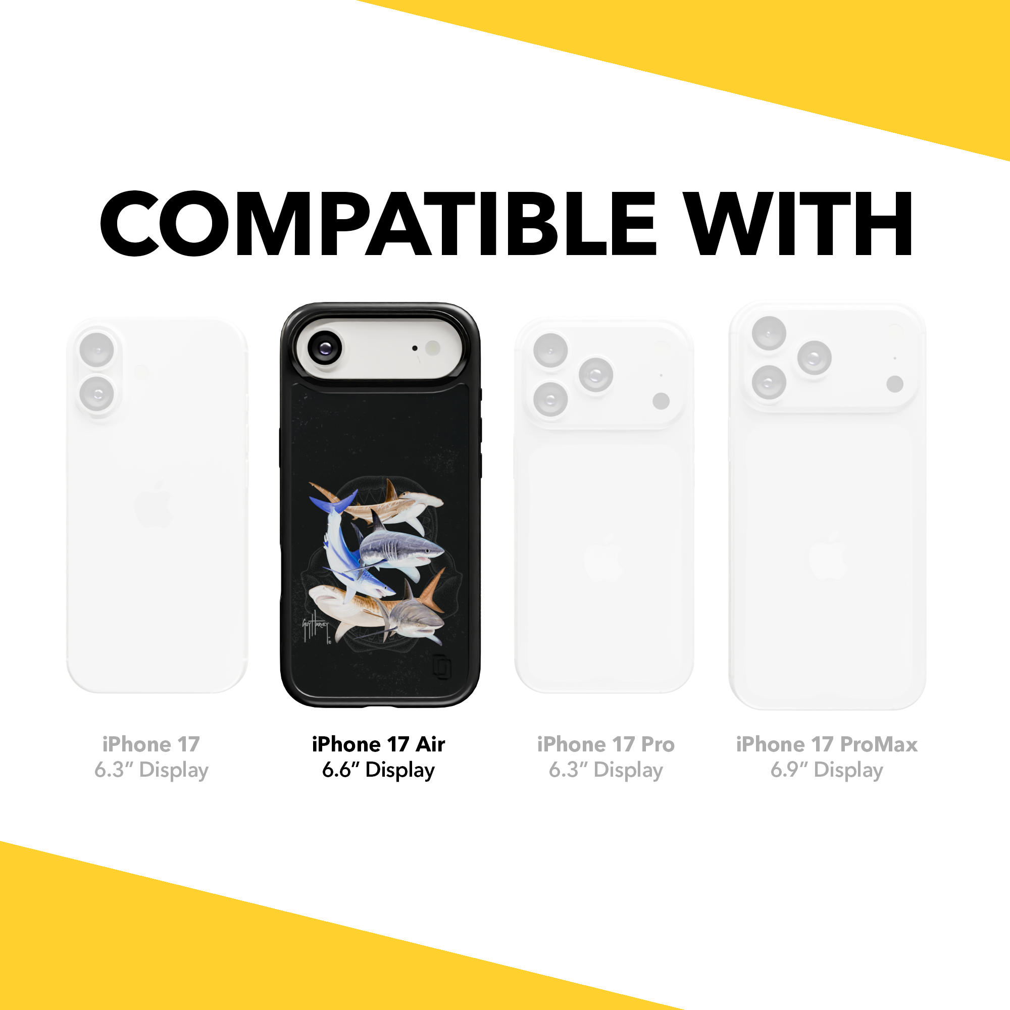 Guy Harvey Collection - Shark Collage for iPhone 17 Series Shark Collage / iPhone Air / Black