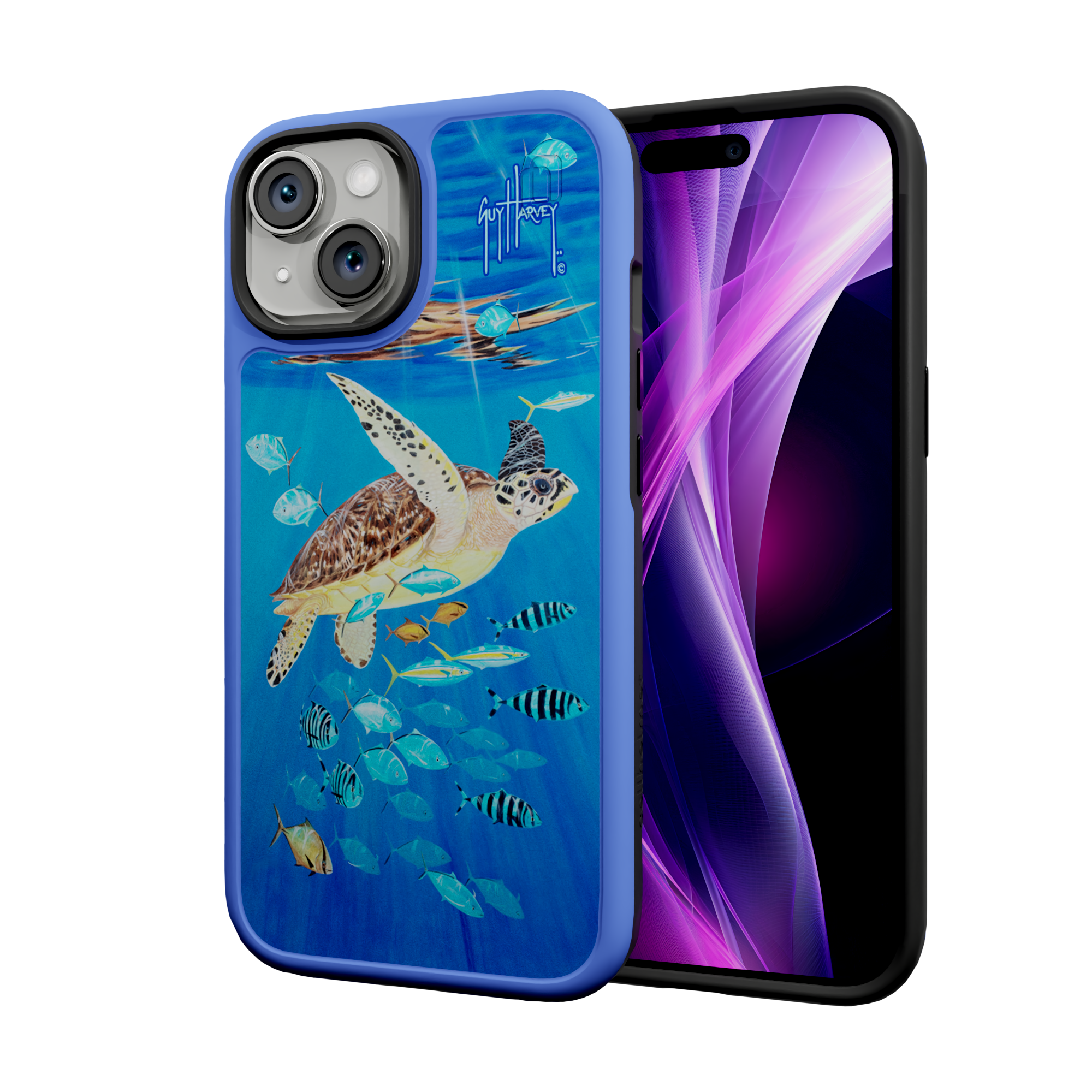 Guy Harvey Fortitude Series for Apple iPhone 15 - Platas Hawksbill Bermuda Blue