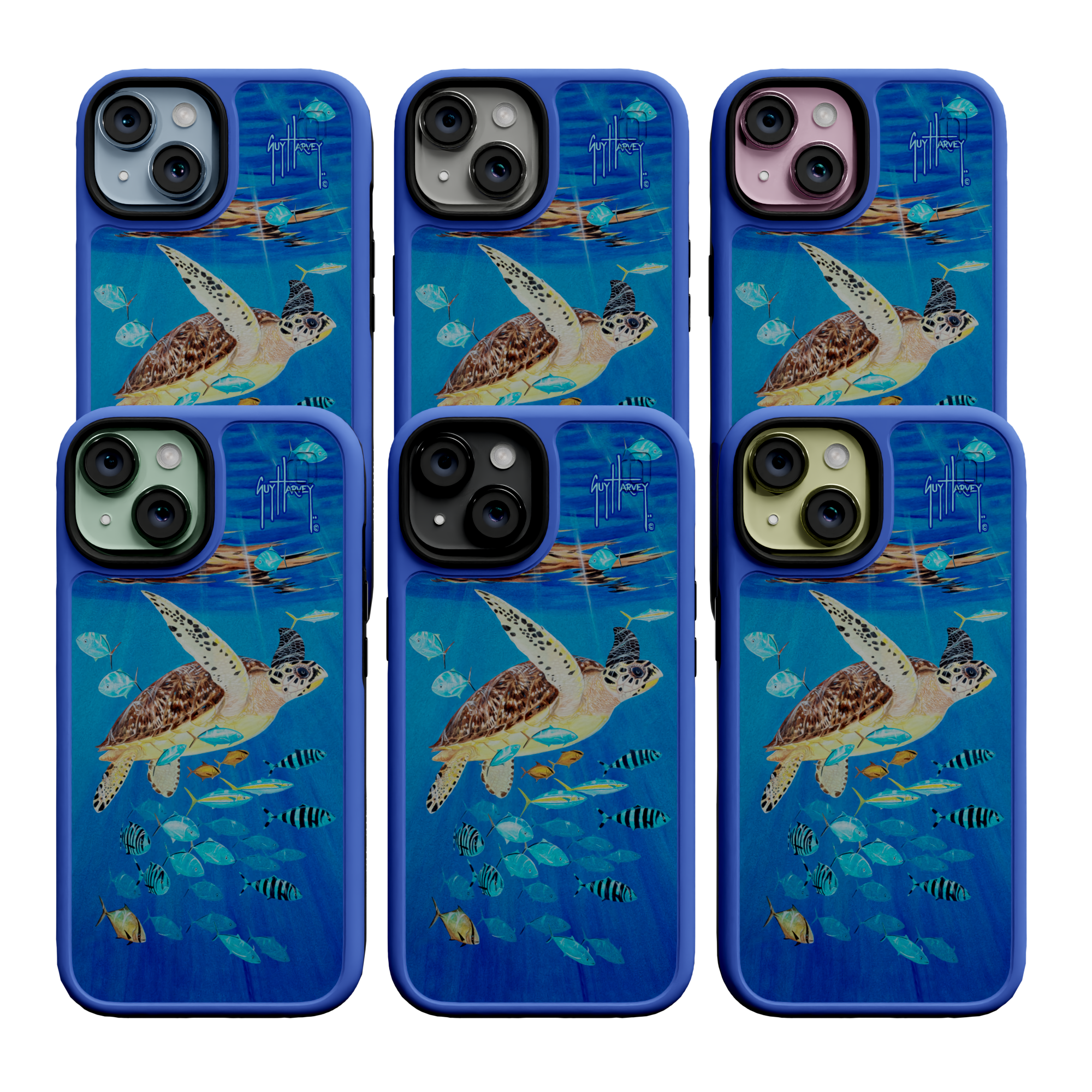 Guy Harvey Fortitude Series for Apple iPhone 15 - Platas Hawksbill Bermuda Blue