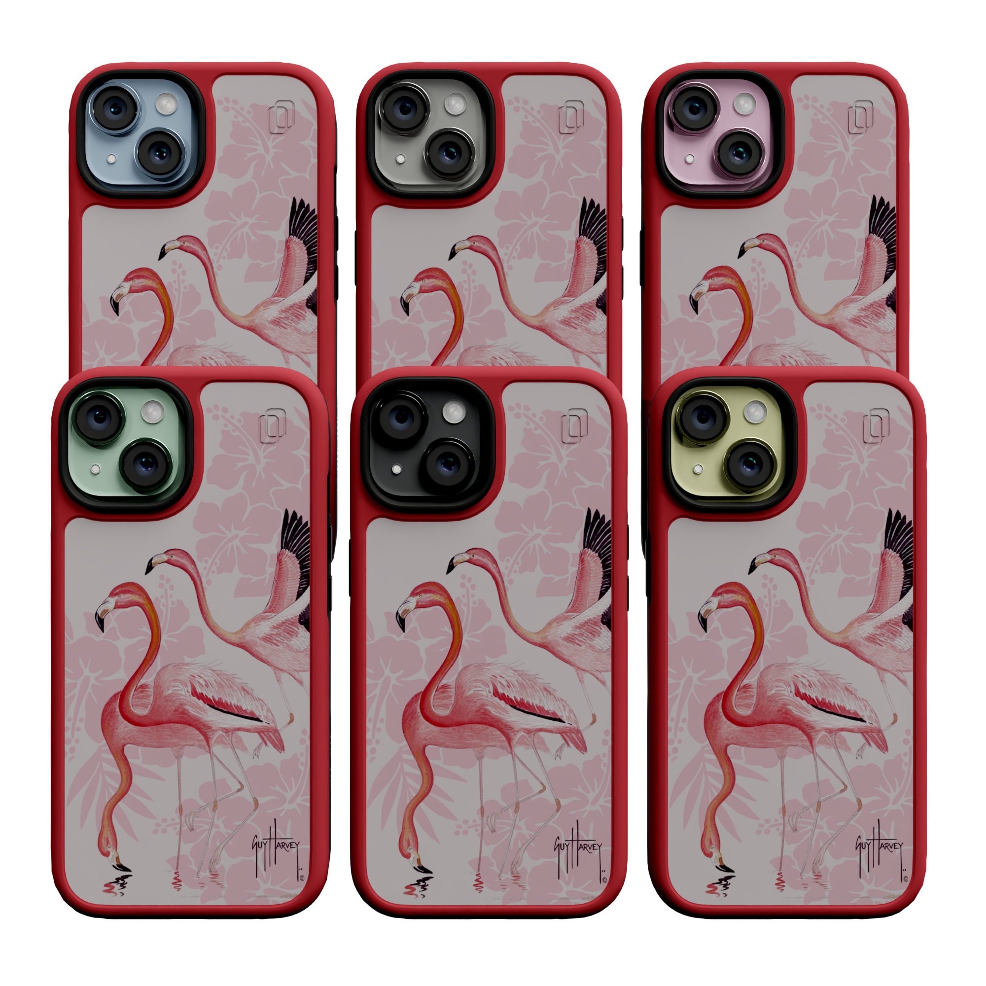 Guy Harvey Fortitude Series for Apple iPhone 15 - Flamingo Scarlet Red