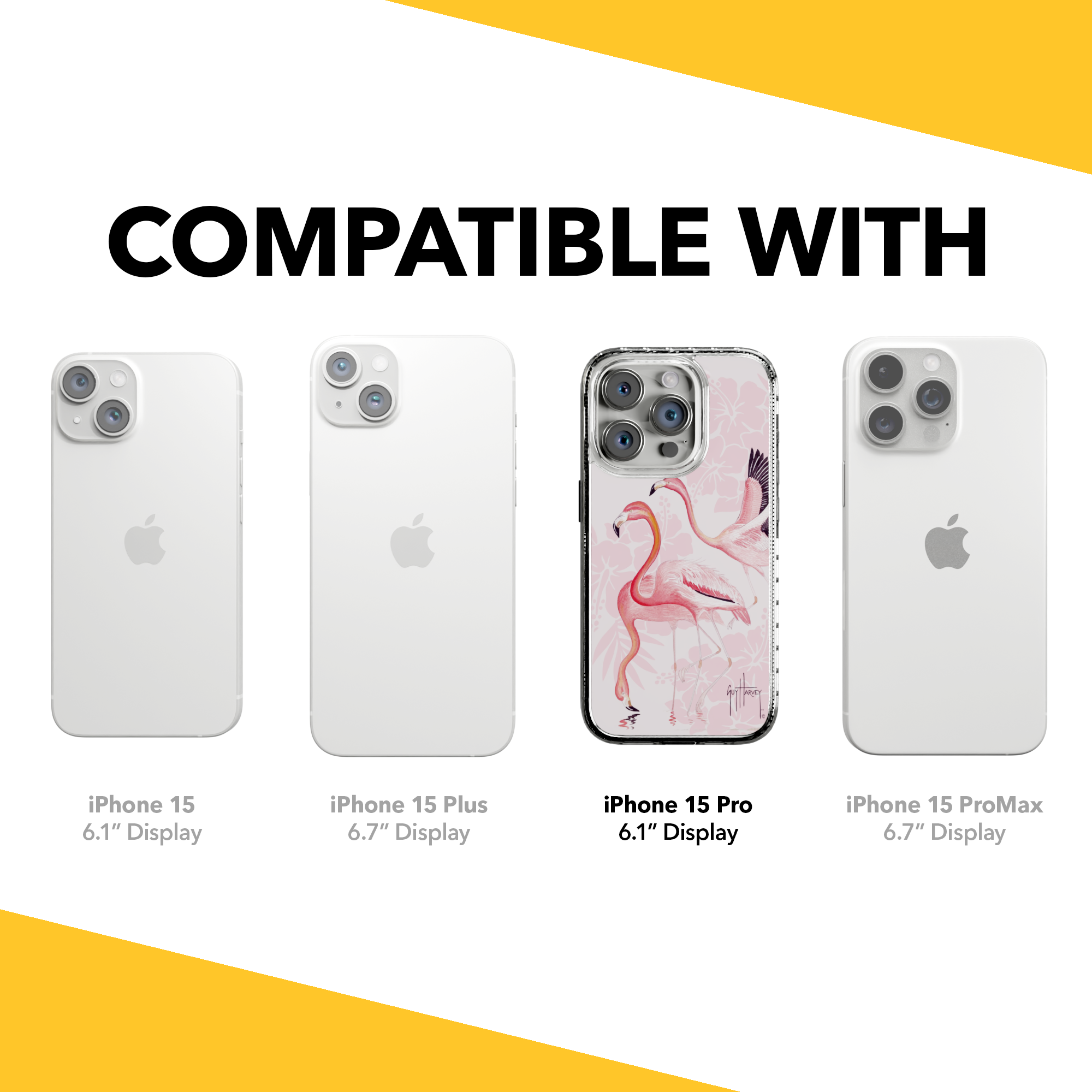 Guy Harvey Magnitude Series for Apple iPhone 15 Pro - Flamingo Crystal Clear