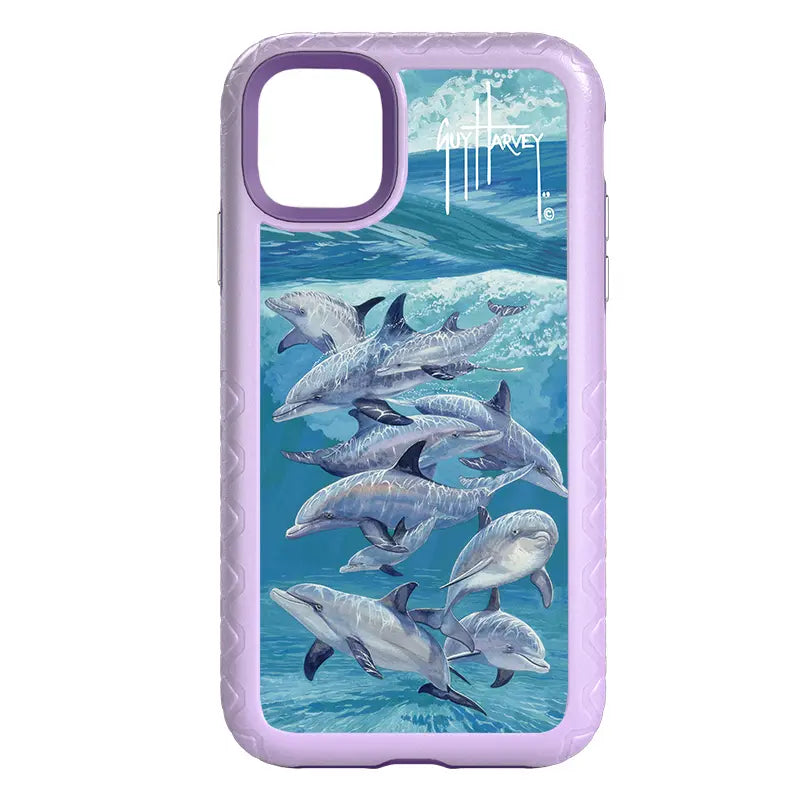 Guy Harvey Fortitude Series for Apple iPhone 11 - Bottlenose Dolphins - Custom Case - LilacBlossom - cellhelmet