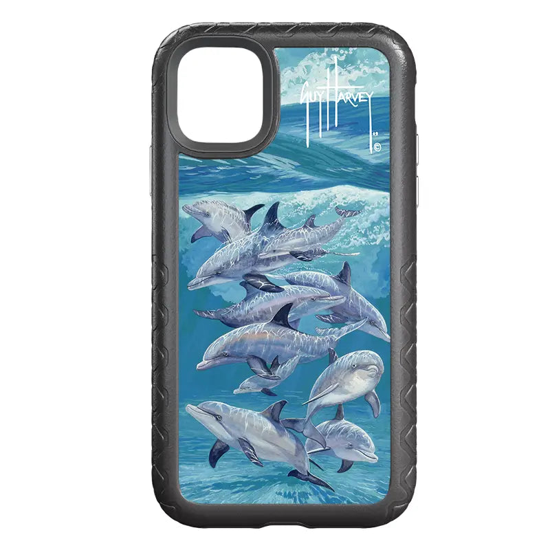 Guy Harvey Fortitude Series for Apple iPhone 11 - Bottlenose Dolphins - Custom Case - OnyxBlack - cellhelmet