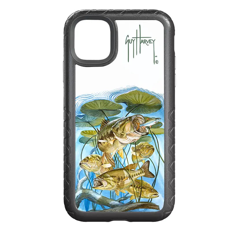 Guy Harvey Fortitude Series for Apple iPhone 11 - Five Largemouth Under Lilypads - Custom Case - OnyxBlack - cellhelmet