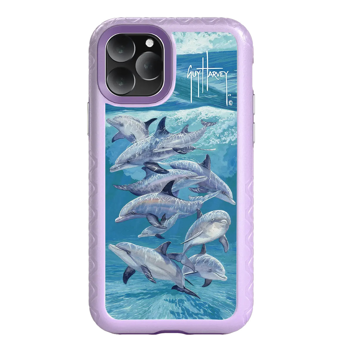 Guy Harvey Fortitude Series for Apple iPhone 11 Pro - Bottlenose Dolphins - Custom Case - LilacBlossom - cellhelmet