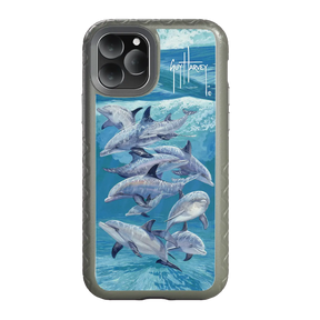 Guy Harvey Fortitude Series for Apple iPhone 11 Pro - Bottlenose Dolphins - Custom Case - OliveDrabGreen - cellhelmet