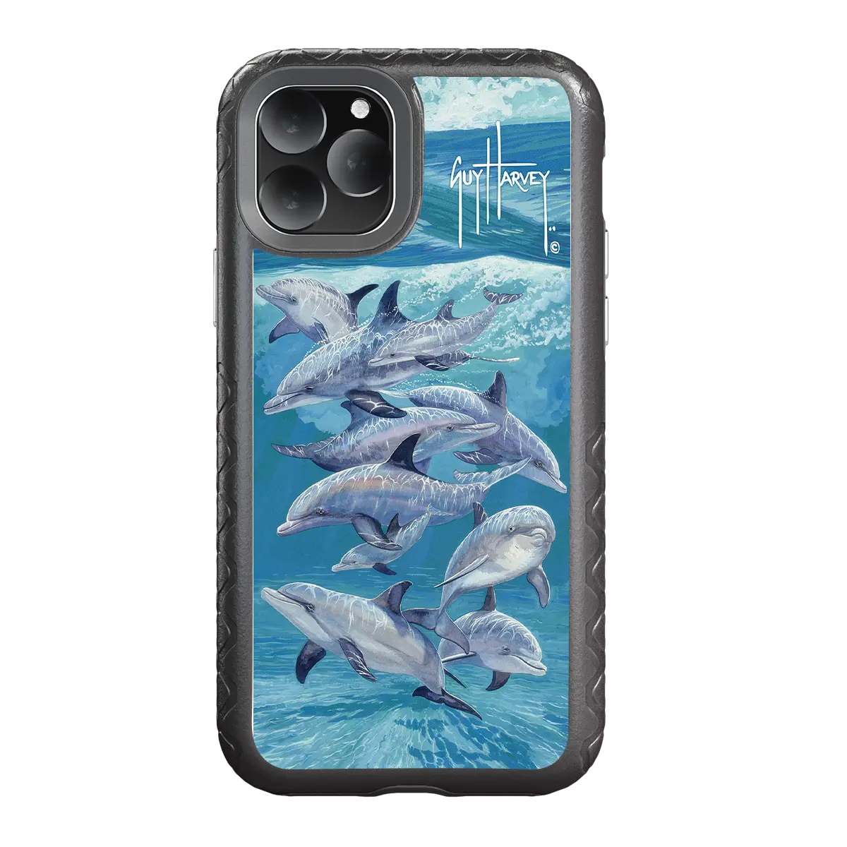 Guy Harvey Fortitude Series for Apple iPhone 11 Pro - Bottlenose Dolphins - Custom Case - OnyxBlack - cellhelmet