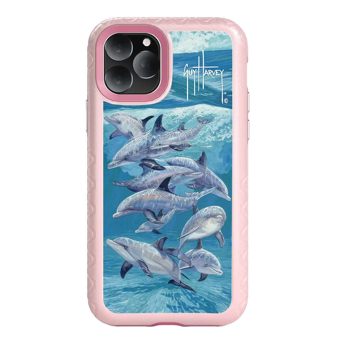 Guy Harvey Fortitude Series for Apple iPhone 11 Pro - Bottlenose Dolphins - Custom Case - PinkMagnolia - cellhelmet