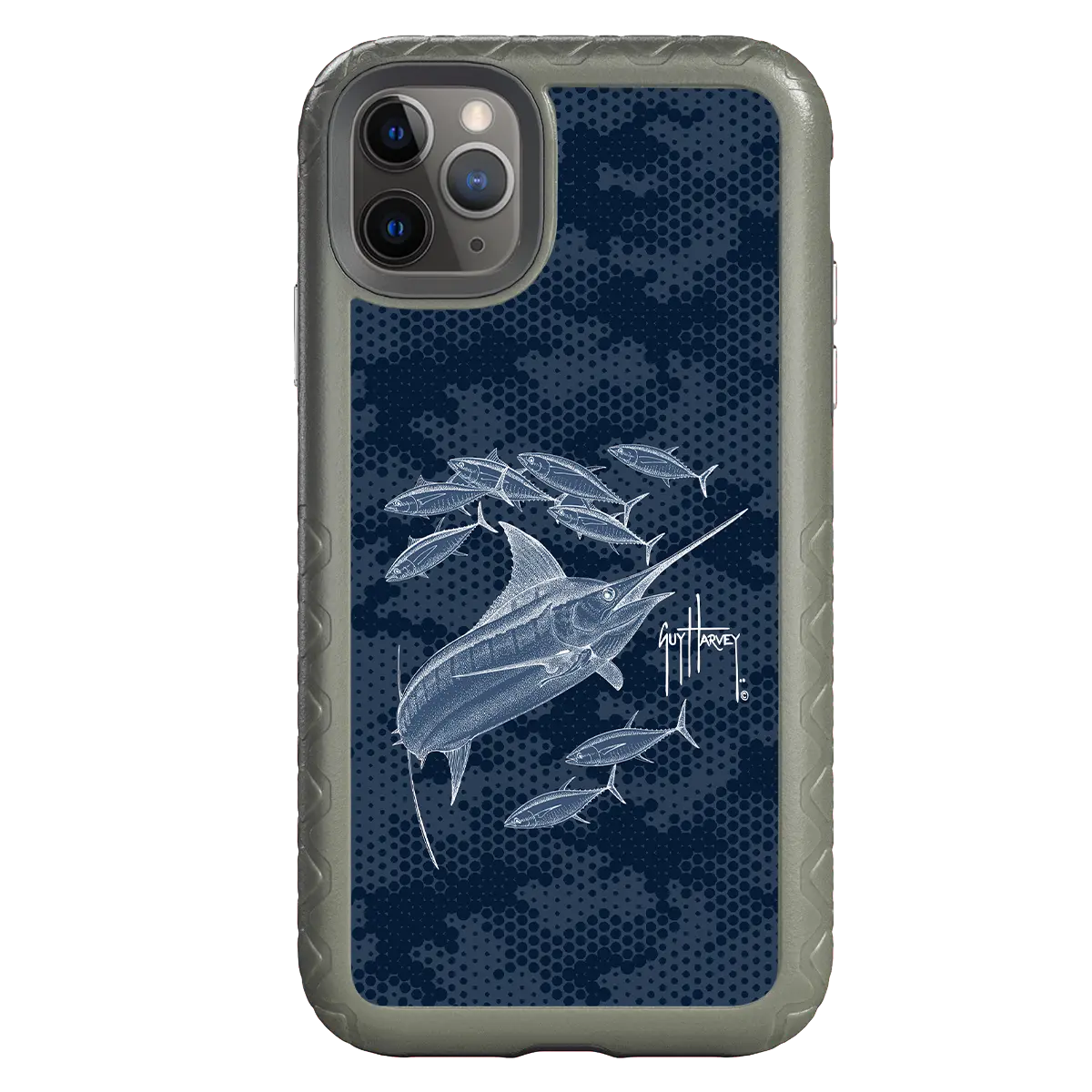 Guy Harvey Fortitude Series for Apple iPhone 11 Pro Max - Blue Camo - Custom Case - OliveDrabGreen - cellhelmet
