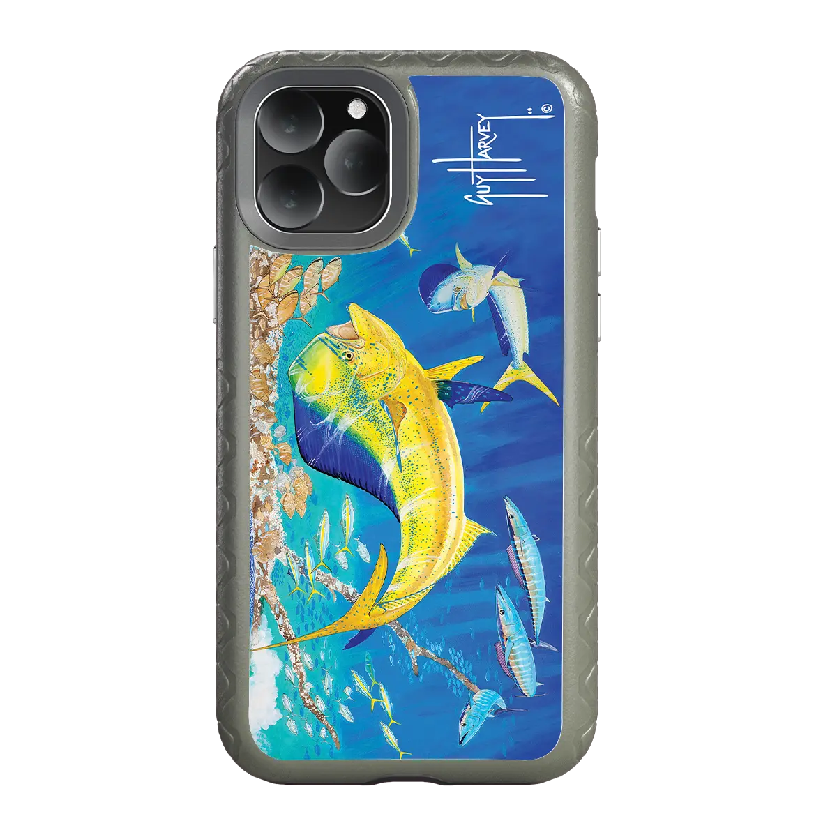 Guy Harvey Fortitude Series for Apple iPhone 11 Pro Max - Dolphin Oasis - Custom Case - OliveDrabGreen - cellhelmet