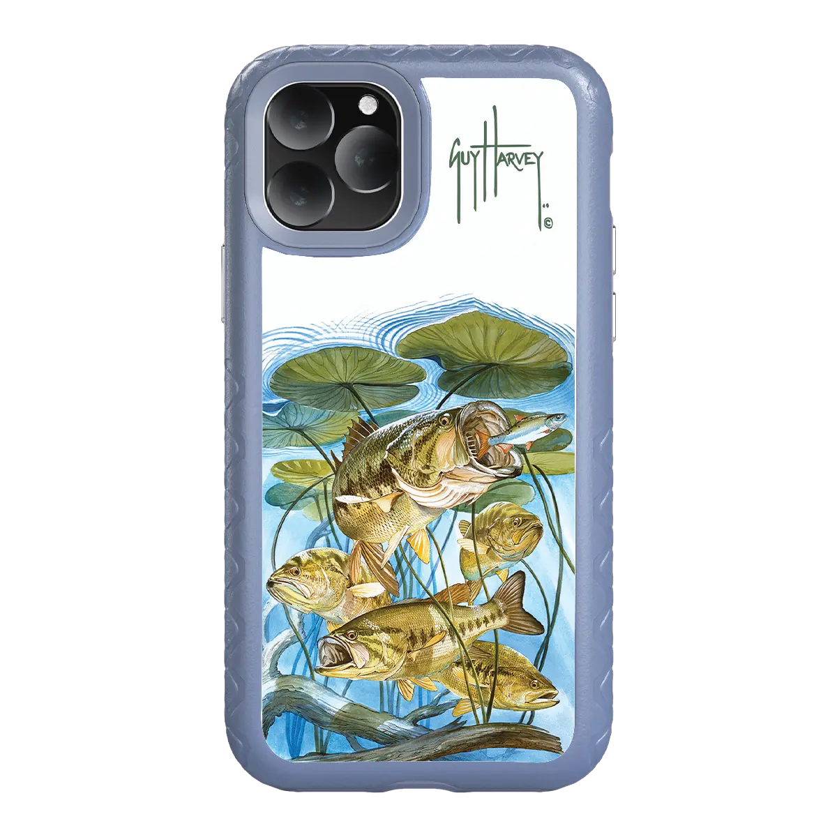 Guy Harvey Fortitude Series for Apple iPhone 11 Pro Max - Five Largemouth Under Lilypads - Custom Case - SlateBlue - cellhelmet