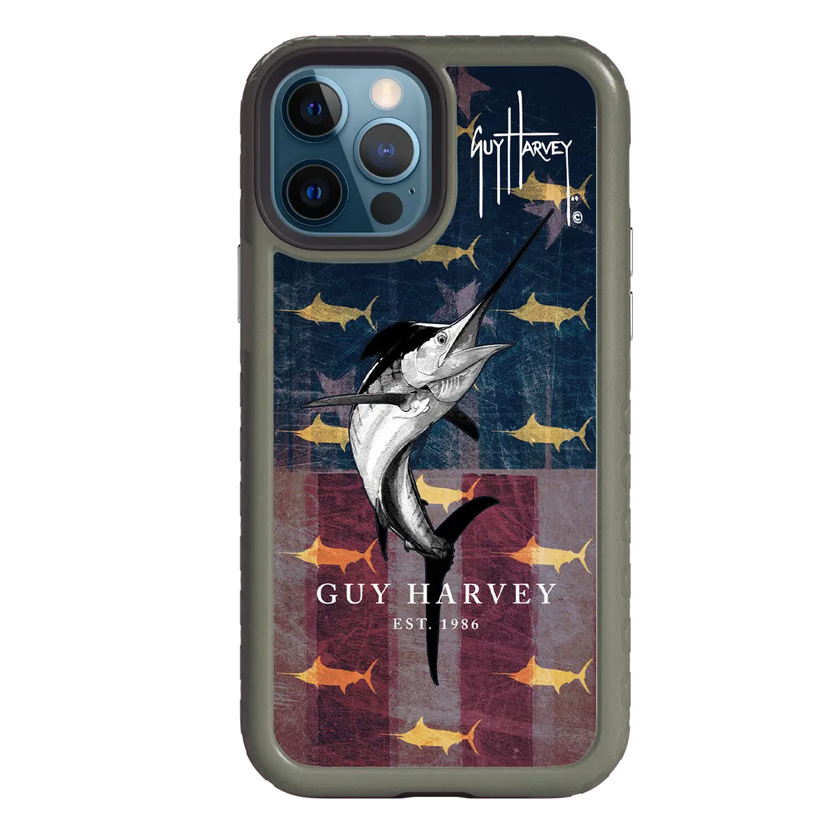 Guy Harvey Fortitude Series for Apple iPhone 12 / 12 Pro - American Marlin - Custom Case - OliveDrabGreen - cellhelmet