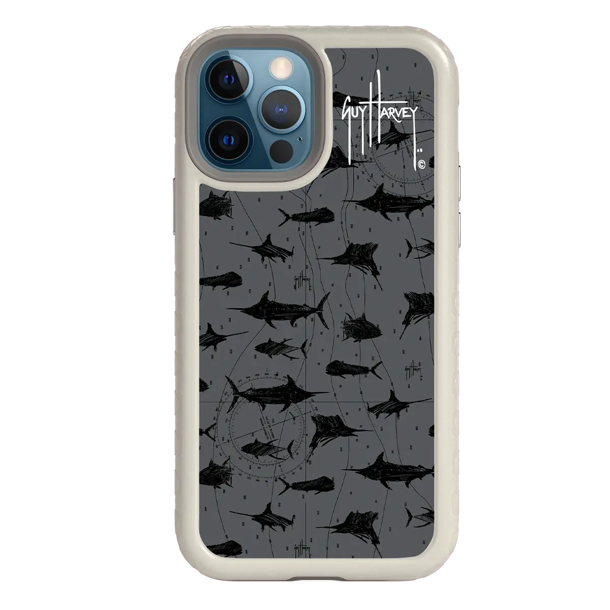 Guy Harvey Fortitude Series for Apple iPhone 12 / 12 Pro - Black Scribbler - Custom Case - Gray - cellhelmet