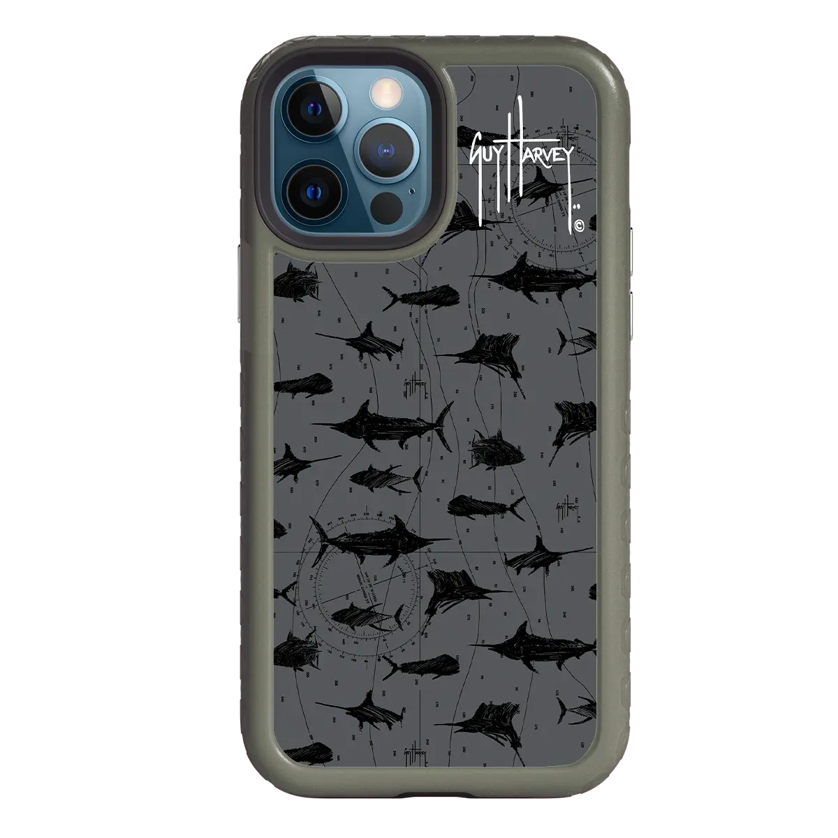 Guy Harvey Fortitude Series for Apple iPhone 12 / 12 Pro - Black Scribbler - Custom Case - OliveDrabGreen - cellhelmet