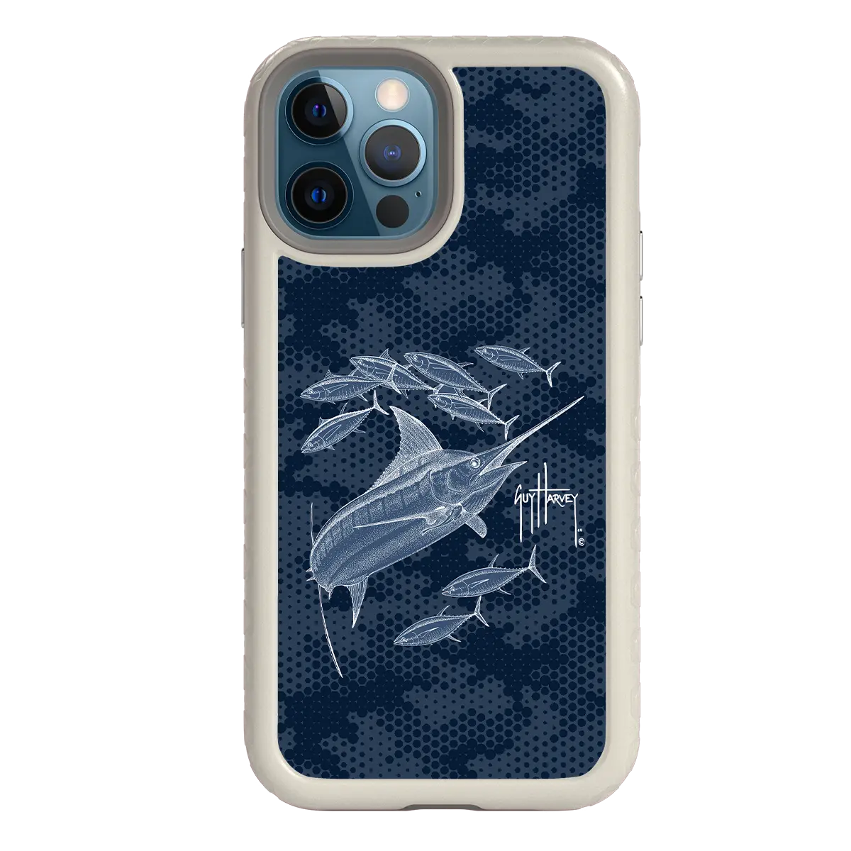 Guy Harvey Fortitude Series for Apple iPhone 12 / 12 Pro - Blue Camo - Custom Case - Gray - cellhelmet