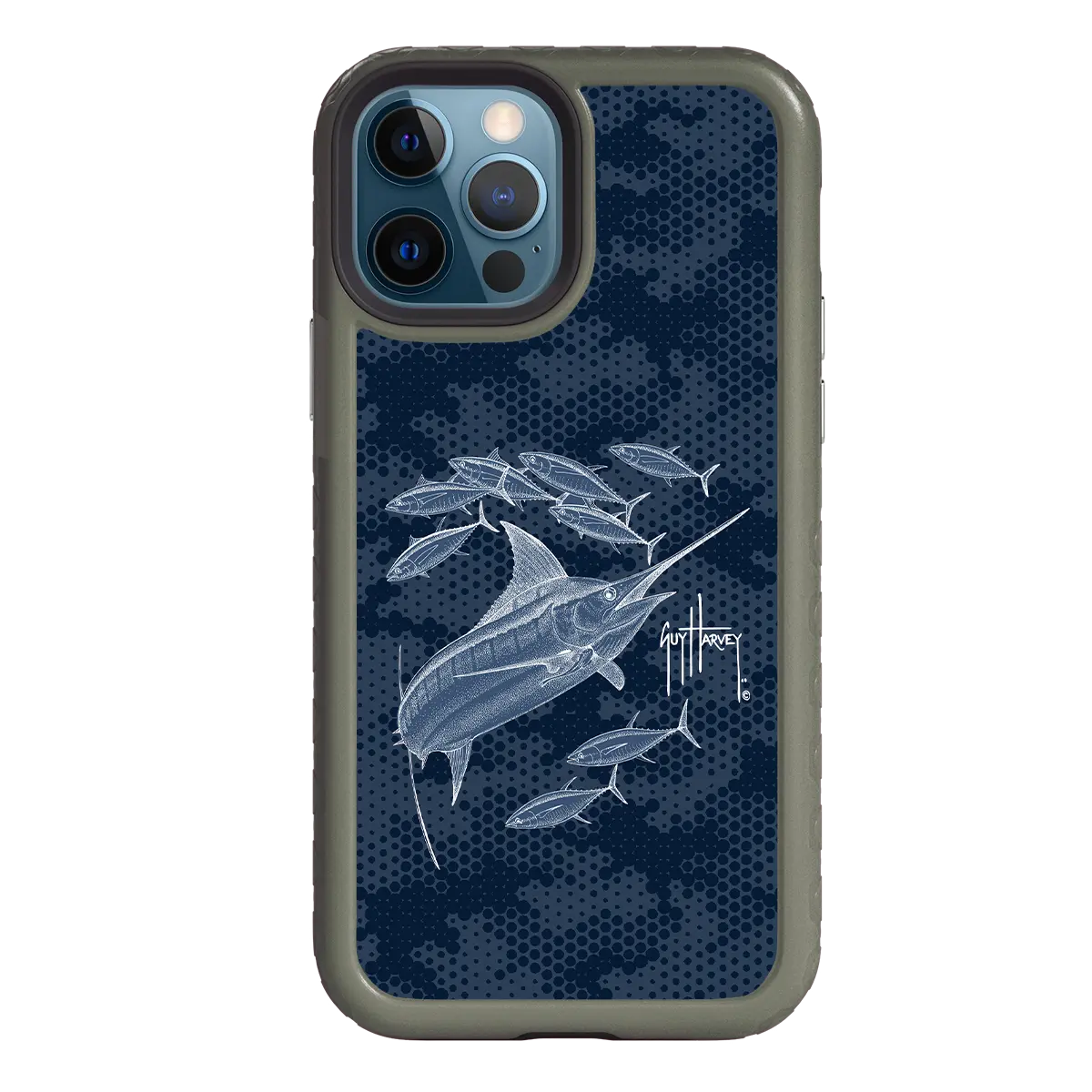 Guy Harvey Fortitude Series for Apple iPhone 12 / 12 Pro - Blue Camo - Custom Case - OliveDrabGreen - cellhelmet