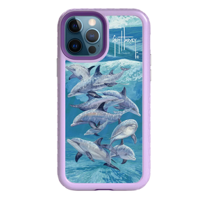 Guy Harvey Fortitude Series for Apple iPhone 12 / 12 Pro - Bottlenose Dolphins - Custom Case - LilacBlossom - cellhelmet