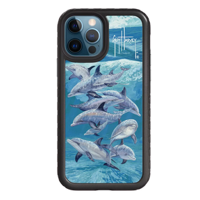 Guy Harvey Fortitude Series for Apple iPhone 12 / 12 Pro - Bottlenose Dolphins - Custom Case - OnyxBlack - cellhelmet