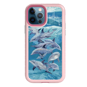 Guy Harvey Fortitude Series for Apple iPhone 12 / 12 Pro - Bottlenose Dolphins - Custom Case - PinkMagnolia - cellhelmet