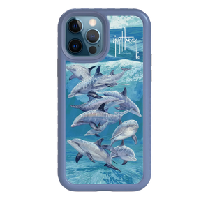 Guy Harvey Fortitude Series for Apple iPhone 12 / 12 Pro - Bottlenose Dolphins - Custom Case - SlateBlue - cellhelmet