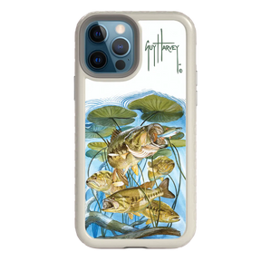Guy Harvey Fortitude Series for Apple iPhone 12 / 12 Pro - Five Largemouth Under Lilypads - Custom Case - Gray - cellhelmet