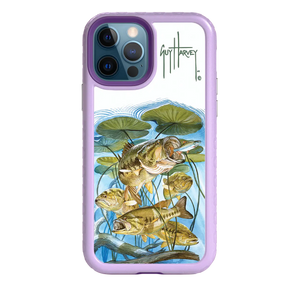 Guy Harvey Fortitude Series for Apple iPhone 12 / 12 Pro - Five Largemouth Under Lilypads - Custom Case - LilacBlossom - cellhelmet