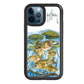 Guy Harvey Fortitude Series for Apple iPhone 12 / 12 Pro - Five Largemouth Under Lilypads - Custom Case - OnyxBlack - cellhelmet
