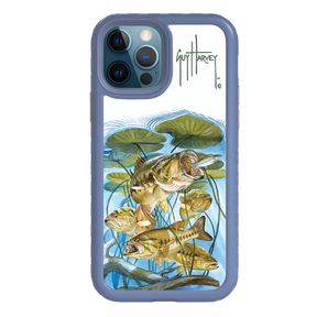 Guy Harvey Fortitude Series for Apple iPhone 12 / 12 Pro - Five Largemouth Under Lilypads - Custom Case - SlateBlue - cellhelmet