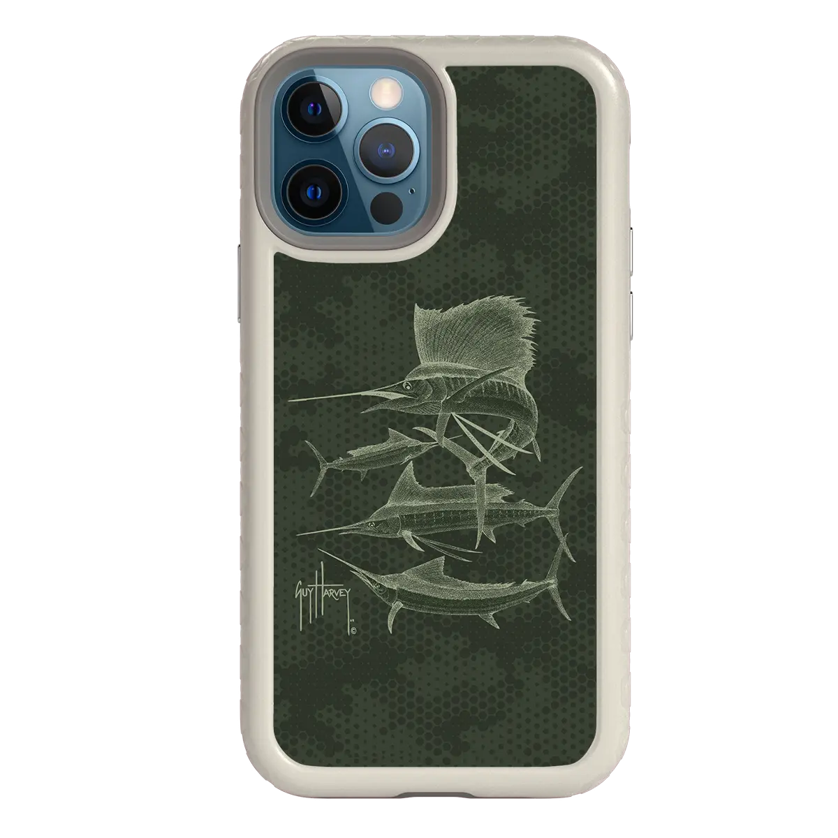 Guy Harvey Fortitude Series for Apple iPhone 12 / 12 Pro - Green Camo - Custom Case - Gray - cellhelmet