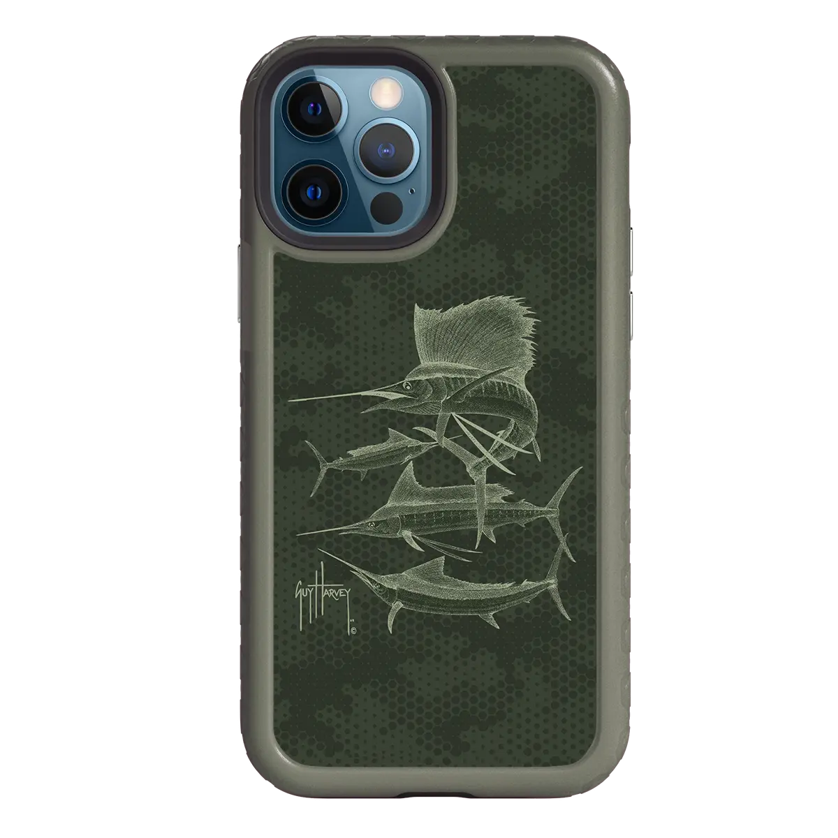 Guy Harvey Fortitude Series for Apple iPhone 12 / 12 Pro - Green Camo - Custom Case - OliveDrabGreen - cellhelmet