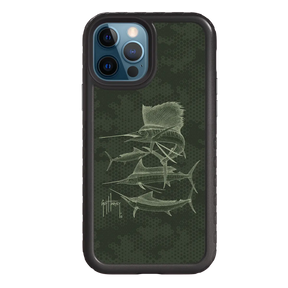 Guy Harvey Fortitude Series for Apple iPhone 12 / 12 Pro - Green Camo - Custom Case - OnyxBlack - cellhelmet