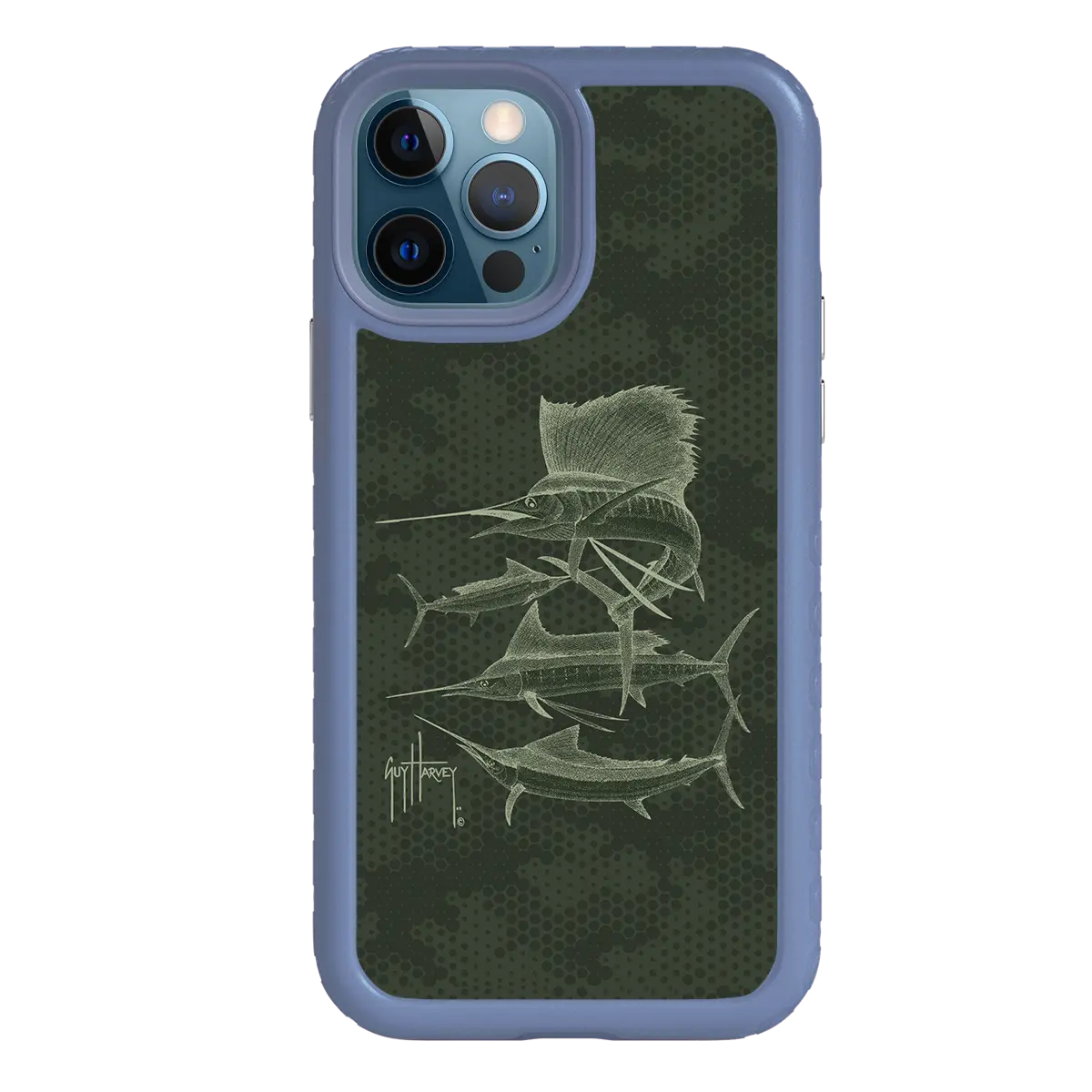 Guy Harvey Fortitude Series for Apple iPhone 12 / 12 Pro - Green Camo - Custom Case - SlateBlue - cellhelmet