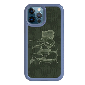 Guy Harvey Fortitude Series for Apple iPhone 12 / 12 Pro - Green Camo - Custom Case - SlateBlue - cellhelmet