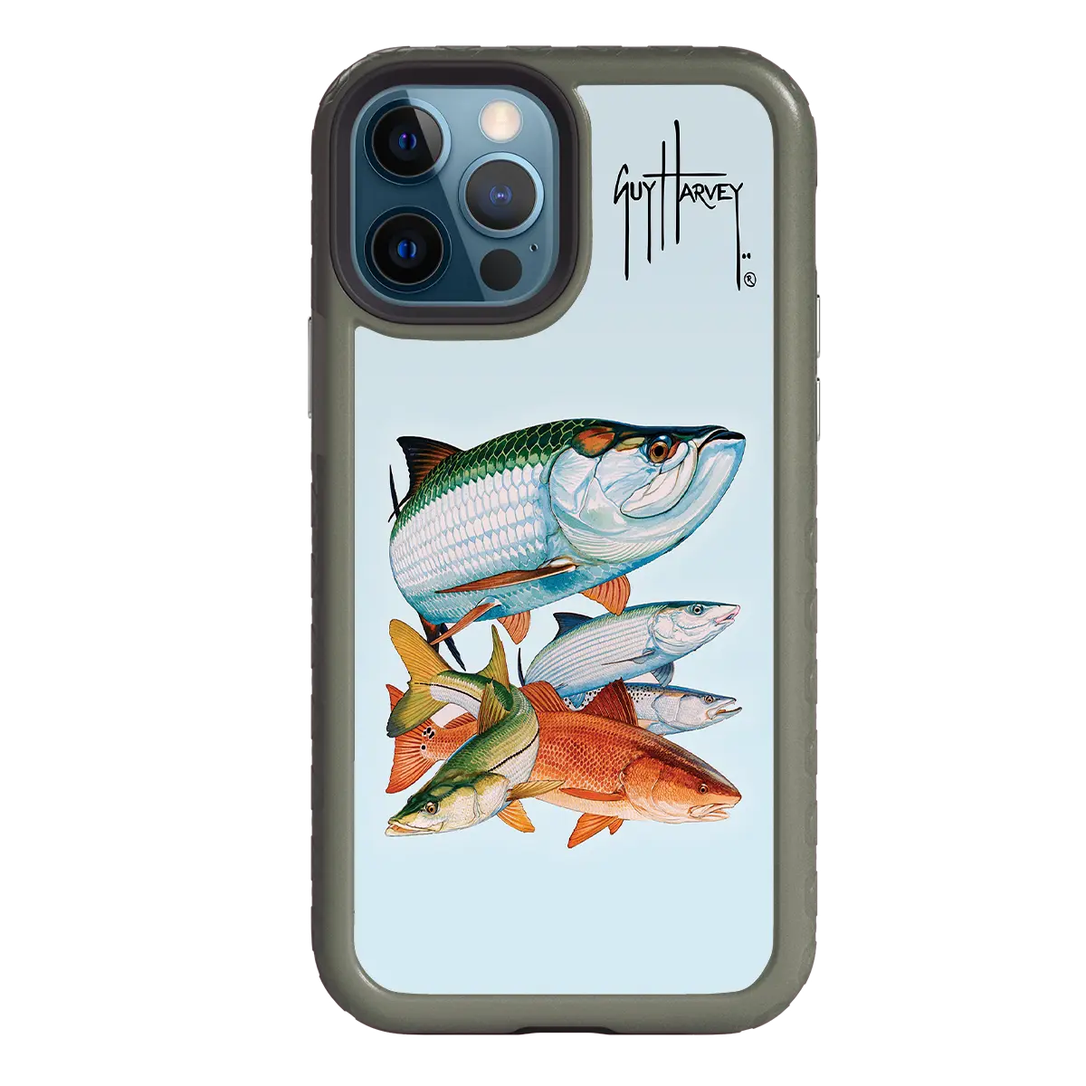 Guy Harvey Fortitude Series for Apple iPhone 12 / 12 Pro - Inshore Collage - Custom Case - OliveDrabGreen - cellhelmet