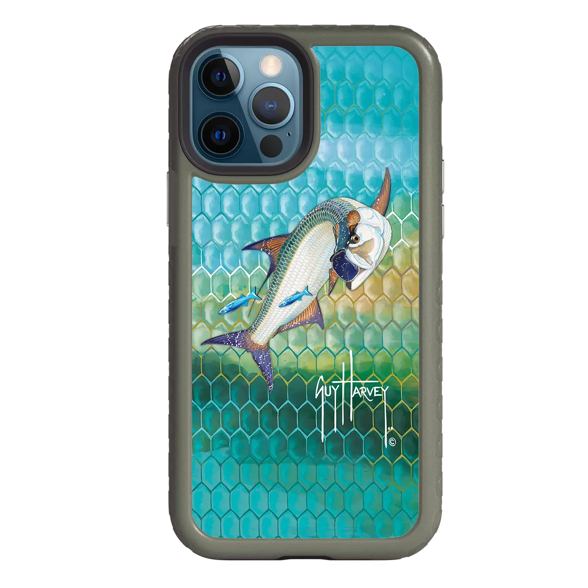 Guy Harvey Fortitude Series for Apple iPhone 12 / 12 Pro - Tarpon Skin - Custom Case - OliveDrabGreen - cellhelmet