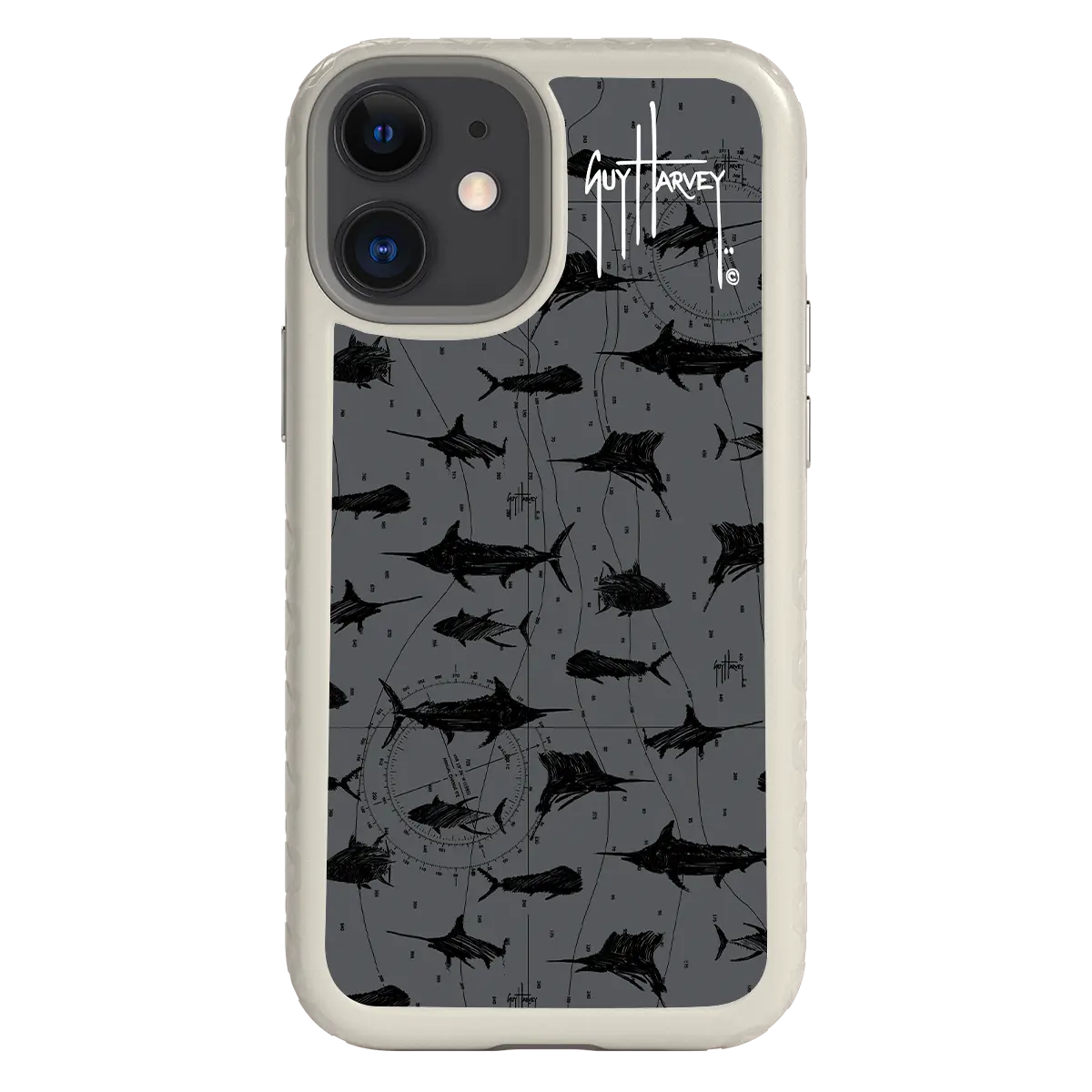 Guy Harvey Fortitude Series for Apple iPhone 12 Mini - Black Scribbler - Custom Case - Gray - cellhelmet